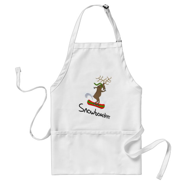 Snowboardeer Funny Snowboarding Reindeer Adult Apron (Front)