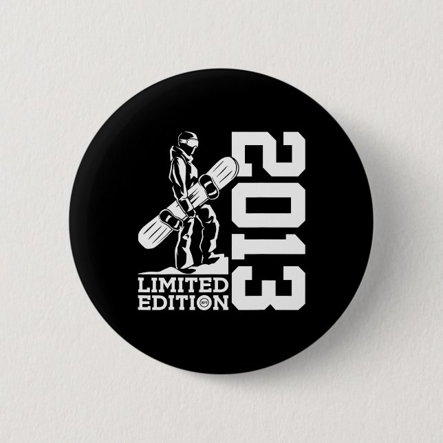 Snowboarder 12th Birthday Snowboard 2013 Snowboard Button (Front)