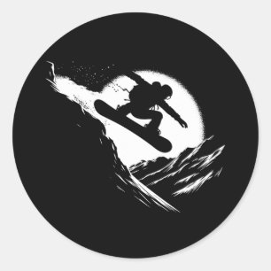 Snowboarder Cliff Snowboarding Snowboard Classic Round Sticker