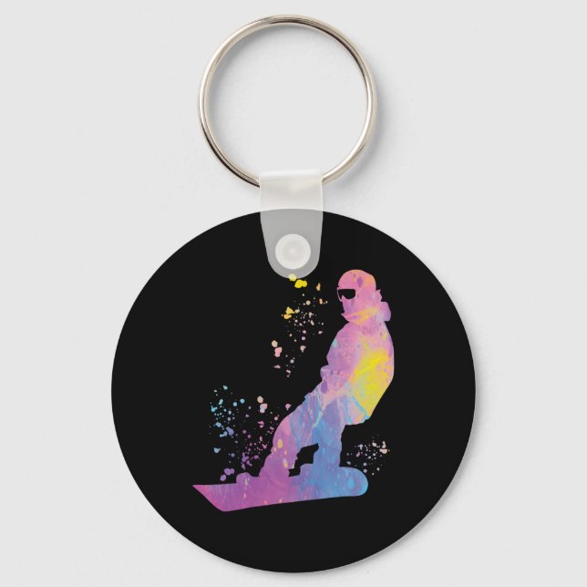 Snowboarder Colorful Snowboard Snowboarding 13  Keychain (Front)