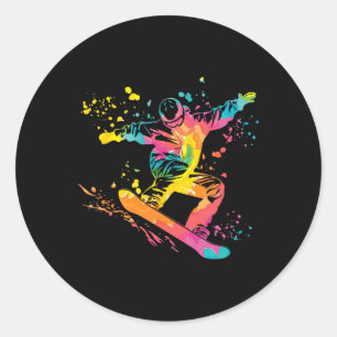 Snowboarder Colorful Snowboard Snowboarding 43  Classic Round Sticker