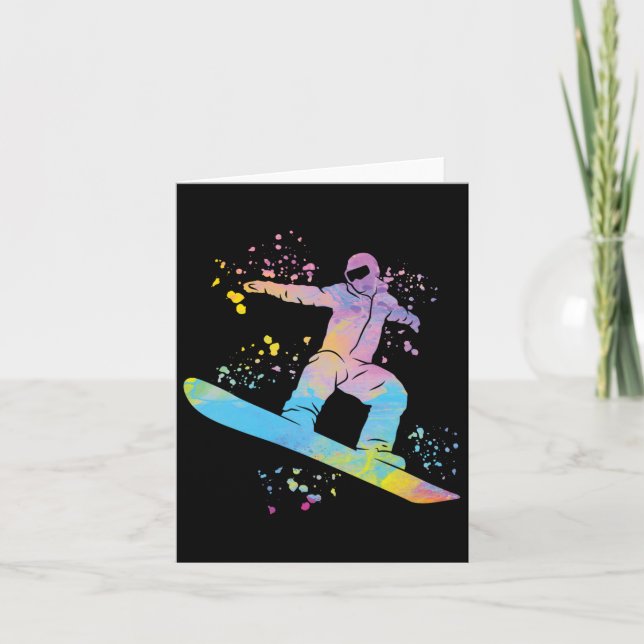 Snowboarder Colorful Snowboard Snowboarding 4  Card (Front)