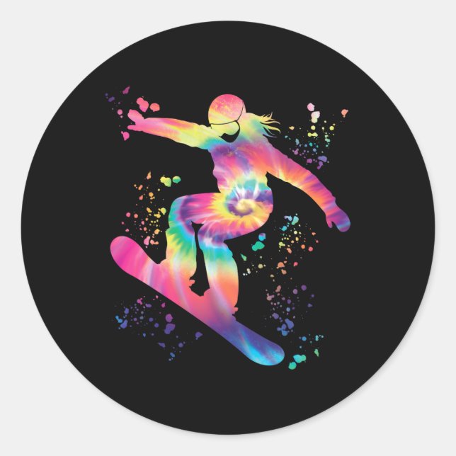Snowboarder Colorful Snowboard Snowboarding  Classic Round Sticker (Front)