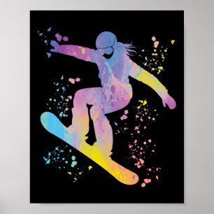 Snowboarder Colorful Snowboard Snowboarding &#; Poster