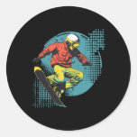 Snowboarder Comic Look Alpine Snowboarding  Classic Round Sticker