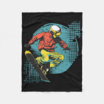 Snowboarder Comic Look Alpine Snowboarding  Fleece Blanket