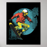 Snowboarder Comic Look Alpine Snowboarding  Poster
