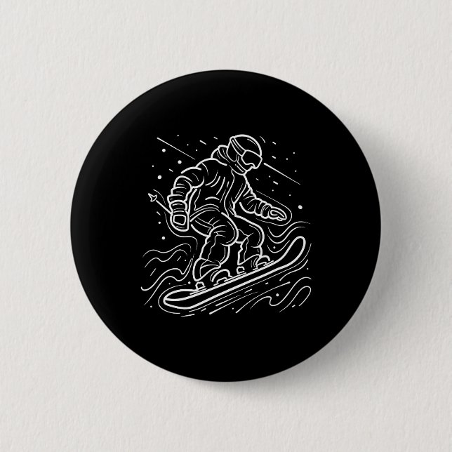 Snowboarder Drawing Snowboarding Lessons  Button (Front)