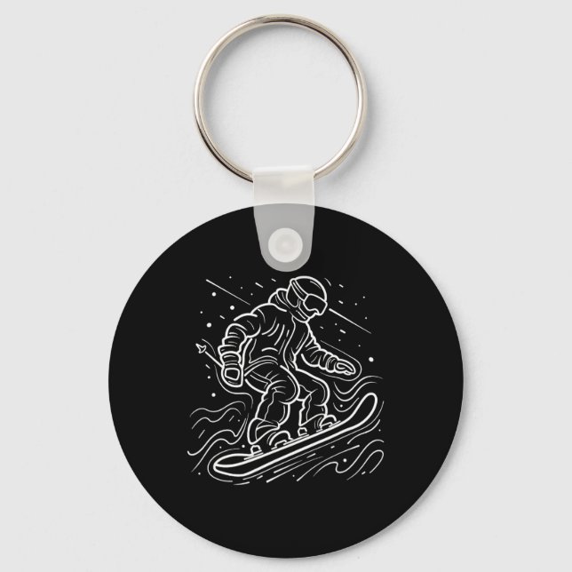 Snowboarder Drawing Snowboarding Lessons  Keychain (Front)