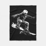 Snowboarder Drawing Snowboarding Slope 1  Fleece Blanket