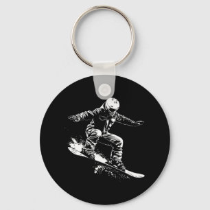 Snowboarder Drawing Snowboarding Slope 1 Keychain