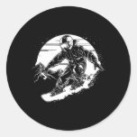 Snowboarder Drawing Snowboarding Slope 2  Classic Round Sticker