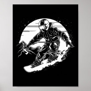 Snowboarder Drawing Snowboarding Slope 2 Poster