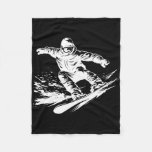 Snowboarder Drawing Snowboarding Slope  Fleece Blanket