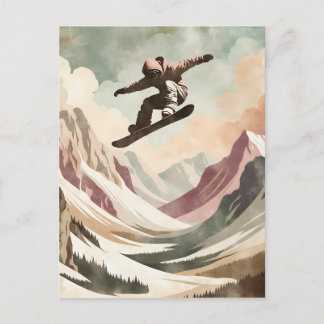 Snowboarder Enjoying the Snowy Mountains Postcard