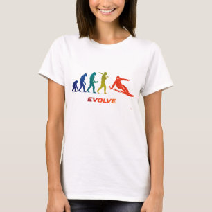 Snowboarder Evolution Silhouette Carving Design T-Shirt