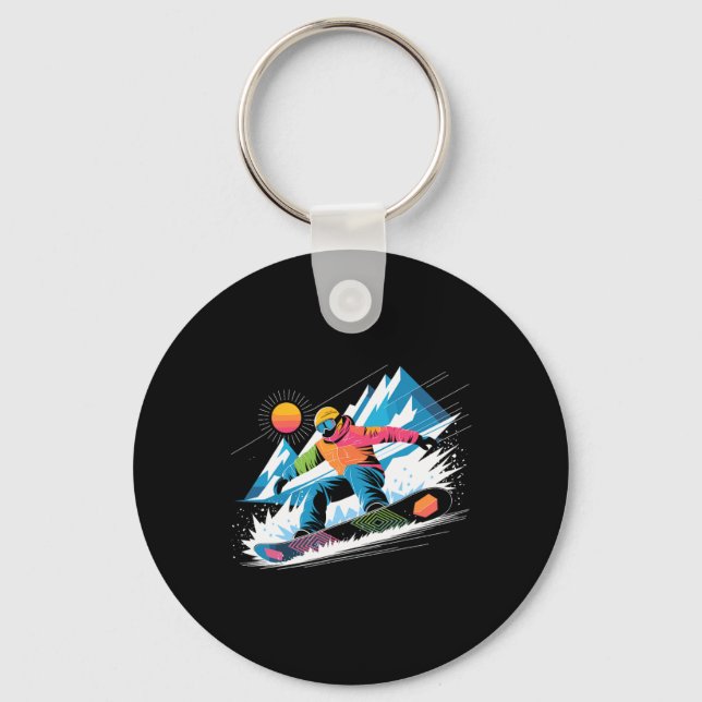 Snowboarder Explore The Slopes Snowboarding Lover  Keychain (Front)