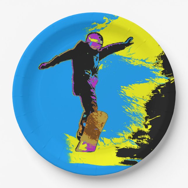Snowboarder Flight - Snowboarder Paper Plates (Front)
