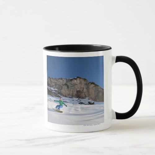 Snowboarder free riding mug