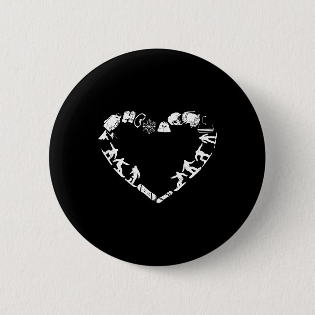 Snowboarder Freeriding Design. Ski Snowboard Snowb Button (Front)