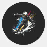 Snowboarder Graffiti Alpine Snowboarding  Classic Round Sticker