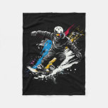 Snowboarder Graffiti Alpine Snowboarding  Fleece Blanket