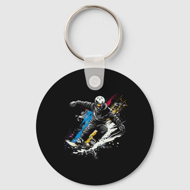 Snowboarder Graffiti Alpine Snowboarding  Keychain (Front)