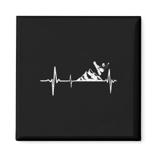 Snowboarder Heartbeat Mountain Pulse Snowboarding  Magnet