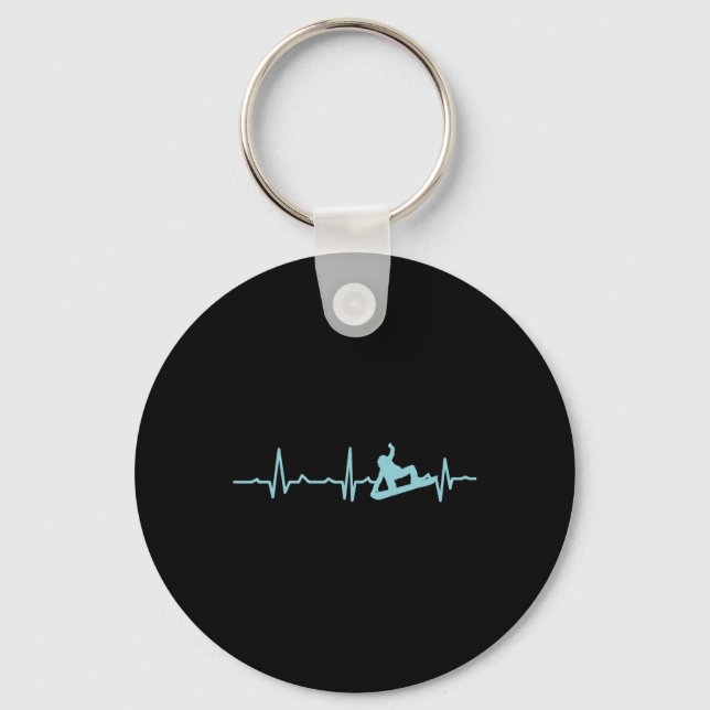 Snowboarder Heartbeat Snowboarding Skiing  Keychain (Front)