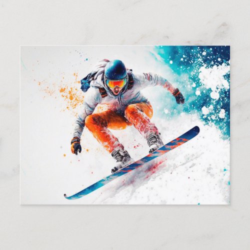Snowboarder Illustration Postcard