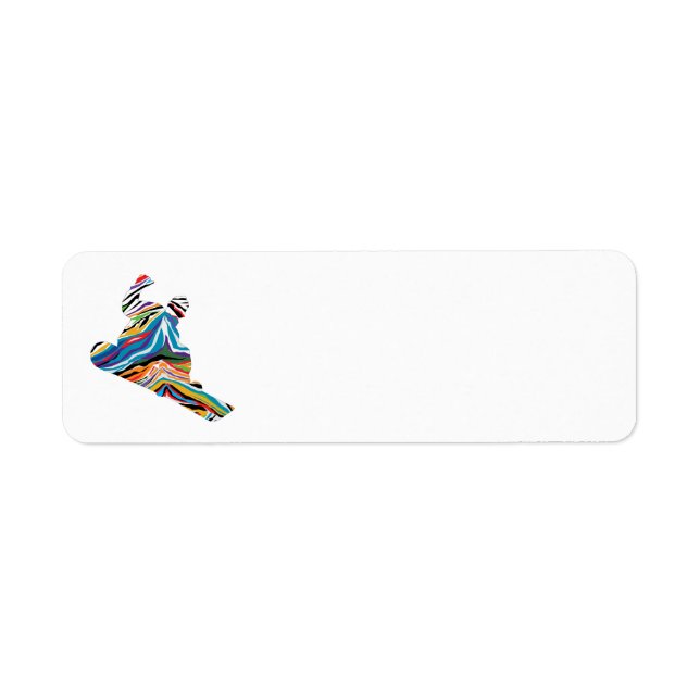 Snowboarder in a Psychedelic Zebra Pattern Label (Front)
