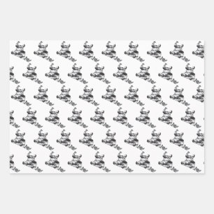 Snowboarder in Camouflage Grey Wrapping Paper Sheets