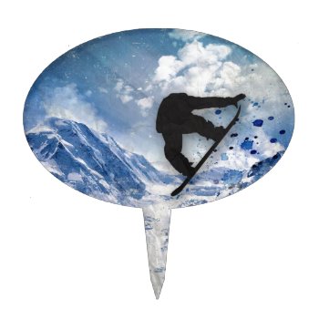 Snowboarder In Flight Cake Topper by AmandaRoyale at Zazzle