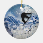 Snowboarder In Flight Ceramic Ornament at Zazzle