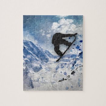 Snowboarder In Flight Jigsaw Puzzle by AmandaRoyale at Zazzle