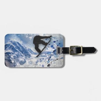 Snowboarder In Flight Luggage Tag by AmandaRoyale at Zazzle