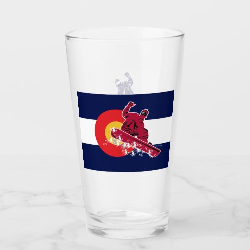 Snowboarder in the Colorado Flag Glass