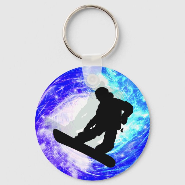 Snowboarder in Whiteout Keychain (Front)