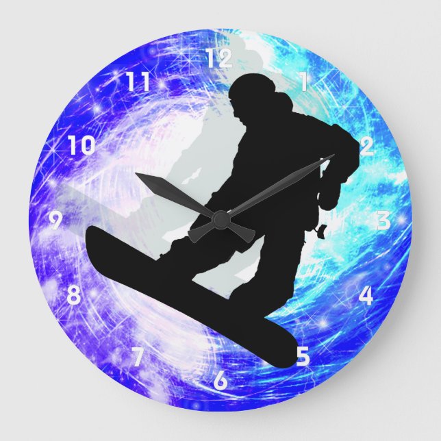 Snowboarder in Whiteout Large Clock (Front)