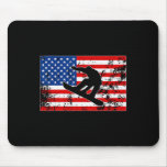 Snowboarder Jumping Usa American Flag Snowboarding Mouse Pad