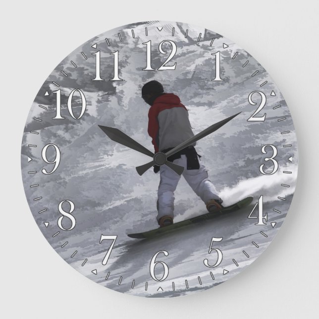 Snowboarder "just cruisin'" Winter Sports Gift Large Clock (Front)