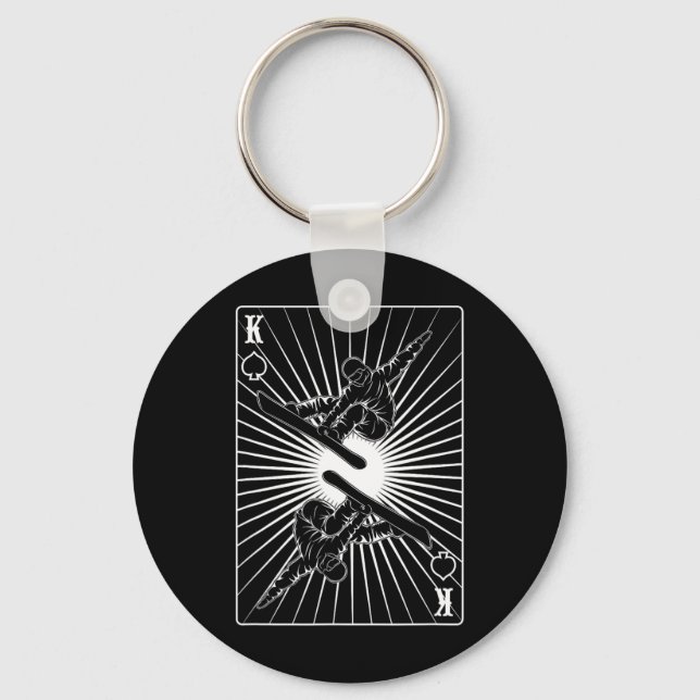 Snowboarder King Freestyle Mountains Snowboarding  Keychain (Front)
