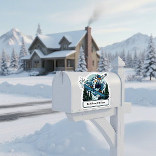 Snowboarder mailbox address sticker