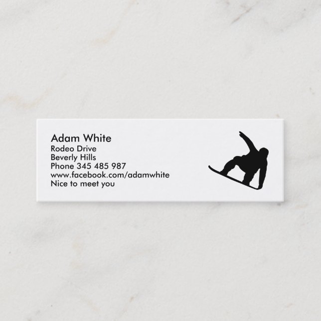 Snowboarder Mini Business Card (Front)