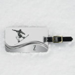 Snowboarder Monogram Silver Snowboard Luggage Tag<br><div class="desc">This design was created though digital art. It may be personalized in the area provide or customizing by choosing the click to customize further option and changing the name, initials or words. You may also change the text color and style or delete the text for an image only design. Contact...</div>