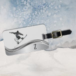 Snowboarder Monogram Silver Snowboard Luggage Tag<br><div class="desc">This design was created though digital art. It may be personalized in the area provide or customizing by choosing the click to customize further option and changing the name, initials or words. You may also change the text color and style or delete the text for an image only design. Contact...</div>