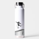 Snowboarder Monogram Silver Snowboard  Water Bottle<br><div class="desc">This design may be personalized in the area provided by changing the photo and/or text. Or it can be customized by clicking Personalize this Template and then choosing the click to customize further option and delete or change the color of the background, add text, change the text color or style,...</div>