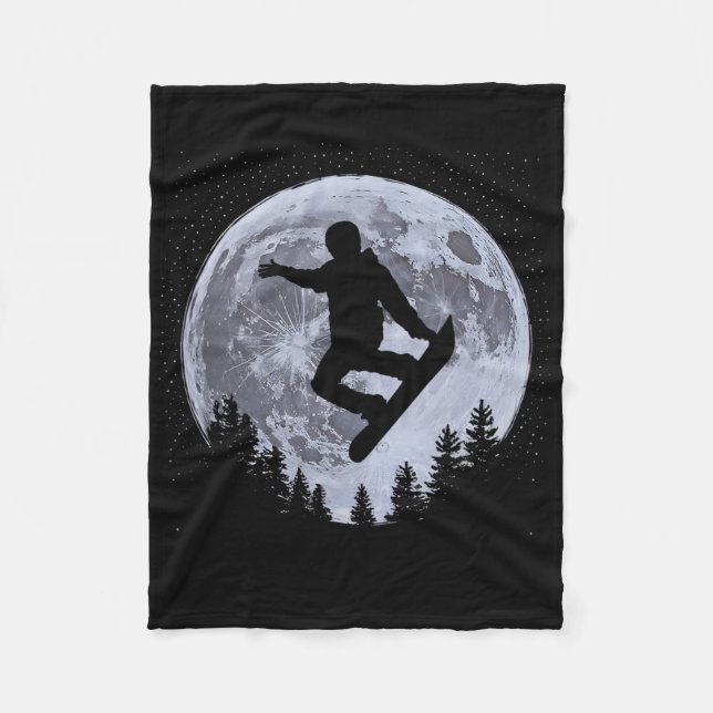 Snowboarder Moon Snowboarding Freestyle Pro Snowbo Fleece Blanket (Front)