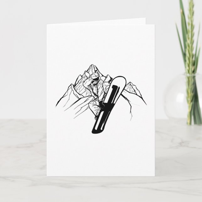 Snowboarder Mountain Adventure Card (Front)