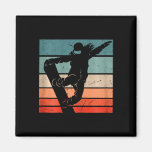 Snowboarder Mountains Ski Slope Retro Snowboarding Magnet